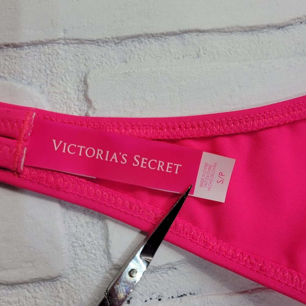 Victoria's Secret Knot Bandeau Bikini Top Hot Pink Small - Picture 3 of 4